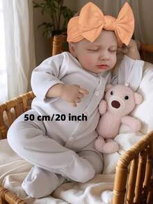 Muñeca Reborn Loulou realista de 50 cm, muñeca de arte de Body de vinilo y silicona de 20 pulgadas, como un bebé real, piel pintada en 3D, miembros de vinilo con venas visibles, cabello pintado a mano de manera realista - Muñeca de arte coleccionable perfecta como regalo de Navidad/cumpleaños/Acción de Gracias