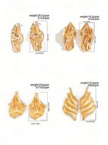1pair Vintage Asymmetrical Abstract Metal Leaf Drop Earrings, Minimalist Chic Jewelry Gifts For Women, Suitable For Daily, Festival, Party And Banquet Decoration - 銀色 - 查看 11
