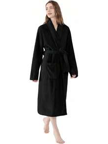 Soft Robe For Women,Warm Plush Bath Robes Female,Spa Towel After Shower Lightweight Long Bathrobe - Màu đỏ pastel - Xem 9