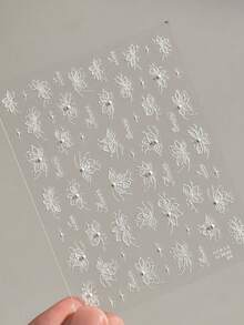 1 件 5D 指甲贴梦幻蓝紫珍珠蝴蝶和玫瑰花朵蝴蝶结指甲贴贝壳灯设计粘性贴纸美甲装饰花朵指甲贴 5D 浮雕百合花指甲贴纸芙蓉自粘花卉指甲贴花金花指甲饰度假指甲设计 - 彩色 - 查看 1