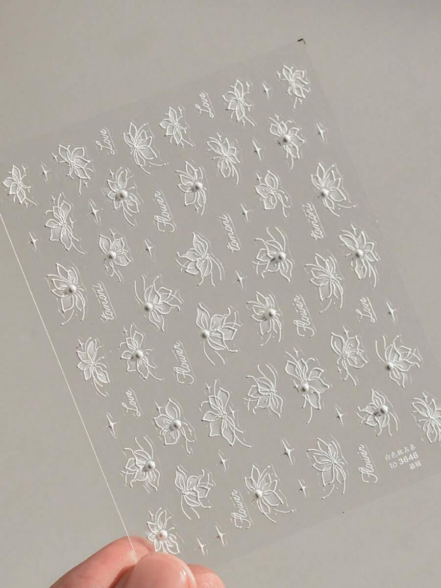 1 件 5D 指甲贴梦幻蓝紫珍珠蝴蝶和玫瑰花朵蝴蝶结指甲贴贝壳灯设计粘性贴纸美甲装饰花朵指甲贴 5D 浮雕百合花指甲贴纸芙蓉自粘花卉指甲贴花金花指甲饰度假指甲设计 - 彩色 - 查看 1