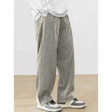 Men's Solid Color Casual Everyday Trousers Men's Streetwear Pants, Boy Friend Gifts, Back To School - 淺灰色 - 查看 3