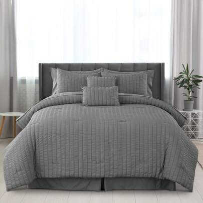 10-Piece Comforter Set - Lux Decor - Down Alternative - Seersucker Lightweight Comforter Set With Sheets - All-Season Warmth & Breathability - Enhance Your Space With Cozy Elegance - Soft Bedspreads - Luxury Bedding Sets - Back To School - Graduation Gifts - Lightweight Comforter - Home Decor - Embrace Comfort In Every Season - Softness And Style Combined - All-Season Bedding Set - Winter Vibes, Christmas Decor, New Year Vibes, New Year Home Refresh Decor, Festive Bedroom Essentials, Cozy Bedding, Soft Bedding, Luxury Bedroom Comfort