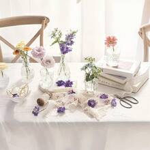 24个复古迷你花瓶，款式多样，精致小巧，适合桌面装饰，透明花盆，雕工精美，是乡村婚礼、派对、餐桌装饰、家居装饰、花瓶、桌面摆件、生日毕业礼物、房间装饰玻璃花瓶的理想之选。 - 彩色 - 查看 2