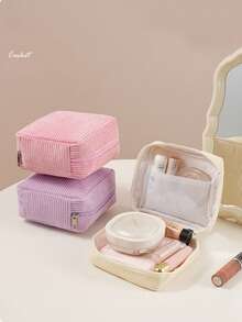 New Square Cosmetic Bag, Portable Compact Pouch, Sanitary Pad/Tampon Holder, Lipstick Case, Coin Purse, Touch Up Makeup Bag,Pouch,Makeup Pouch,Travel Essential - Multicolor - View 2