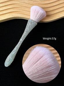 1PC Rhinestone Decorated Cleaning Brush, Dual-Color Options, Fluffy Bristles, Nail Dust Cleaning And Face Makeup Application Dual-Use Brush - Multicolor - View 3