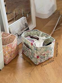 Panier de rangement matelassé à imprimé floral, panier à linge, grande capacité, portable, pliable, panier à goûter, grand panier carré, doux, rustique, chic, pour vêtements sales, essentiels du quotidien pour femmes et filles, panier de rangement pour cosmétiques, jouets, produits de soins de la peau, rangement de maquillage pour femmes, panier de rangement multifonctionnel, organisateur de cosmétiques, décoration d'intérieur, salon, chambre à coucher, salle de bain, convient pour toutes les saisons - Multicolore - Voir 11