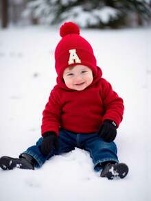 1 pieza Gorro de bebé recién nacido de 26 letras tejido, gorro de invierno y primavera para niños, gorro para niños, accesorios para bebés, gorros elásticos para niños
