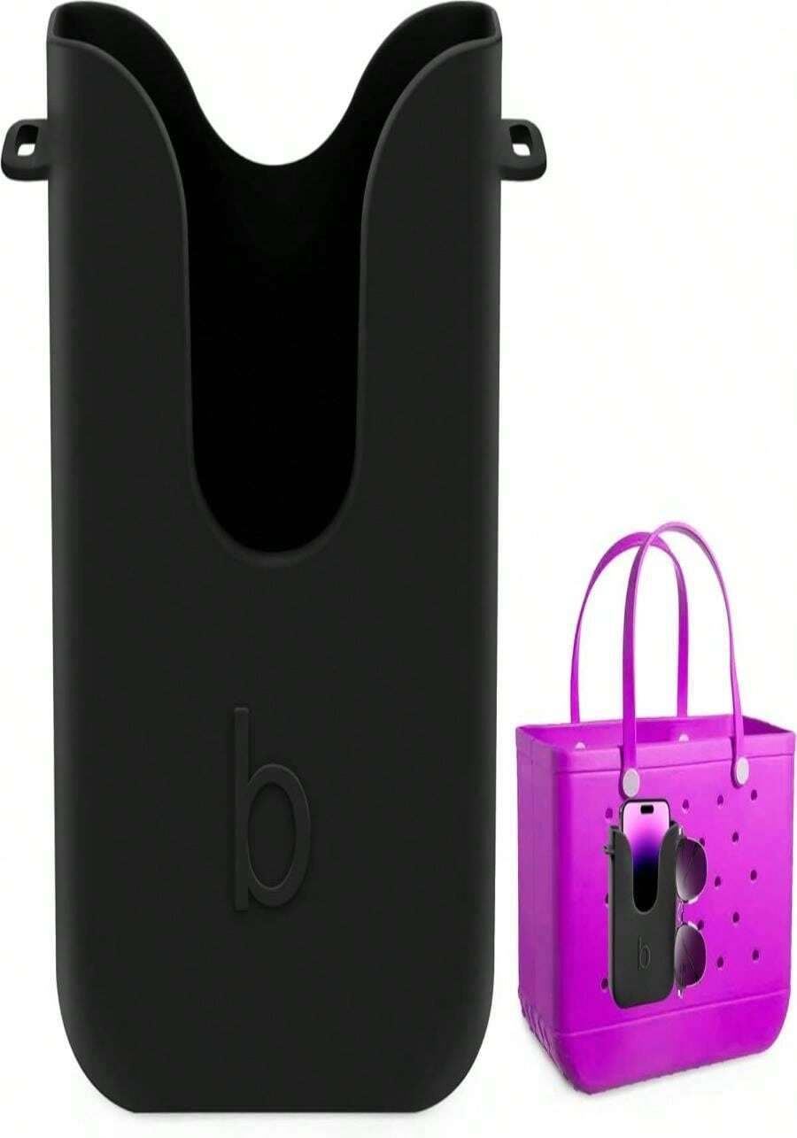 Silicone Phone Holder For Bogg Bags, Compatible Phone Case Attachment, Beach Tote Bag Accessory – Ideal Holder For Bogg &Amp; Similar Beach Bags (Pink) - 藍白色 - 查看 1