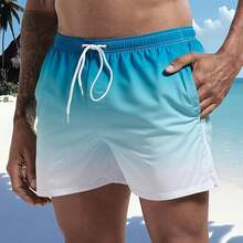Mens Swim Trunks With Mesh Lining Side Pockets Solid Beach Shorts Quick Dry Lightweight Drawstring Board Shorts Summer Swimwear - White - View 5