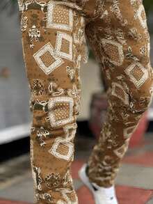 Quần Jeans ống đứng in hoa Paisley thường ngày có túi cho nam - Nhiều màu - Xem 5