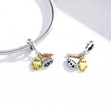 Bamoer Evil Eye Charm Beads Suitable For Original Bracelet 925 Pure Silver Style Exquisite Fashion Personalized Retro Versatile DIY Bracelet Devil's Eye Beads Loose Beads Women's Jewelry Gift - Silver - View 10