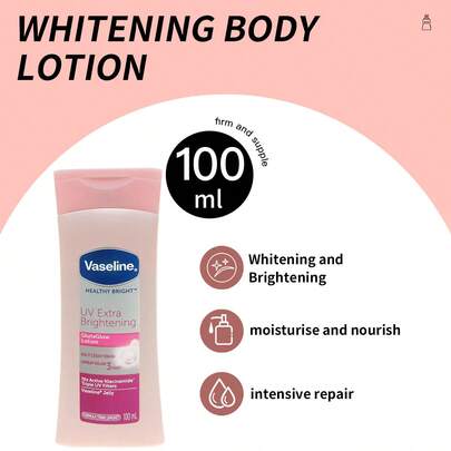  1 Flasche 100ml Vaseline Aufhellende & Feuchtigkeitsspendende Körperlotion, 3,5% Niacinamid + Vitamin C, tragbarer strahlender Hautfeuchtigkeitsspender, geeignet für müde Haut und Reisen