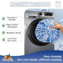 6+1 Pack Spin Mop Replacement Head Compatible With O Ceda EasyWring 1Tank System Dry Wet Used Microfiber Mop Refills For 5.9in Core With Base Blue