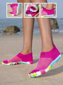 ZVB Barefoot-Friendly Water Shoes, Soft-Soled Women's Beach Shoes For Swimming, Diving, Fishing, Outdoor Quick-Drying Summer Sandals, Non-Slip & Breathable - 玫紅色 - 查看 2