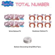 Hasbro 79件装小猪佩奇官方授权气球套装佩佩乔治妈妈爸爸幸福一家人蓝杏色气球可爱卡通风格手棒手腕头饰旗帜装饰狂欢派对拍照道具派对用品圣诞节生日礼物 - YJ-XZPQ-002 - 查看 3