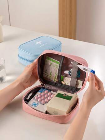 1pc First Aid,Compact Portable First Aid Kit - Compact Medicine Storage Bag For Travel & Home, Multi-Functional Emergency Kit, Epidemic Prevention, For Home, School, Outdoor Activities, Hiking, Boating, Car Travel, Men's & Women's Edition, Oxford Fabric, Medication Not Included Travel Essentials Holiday Vacation Medicine Organizer Medicine Bag Pill Box For Outdoor First Aid Bag