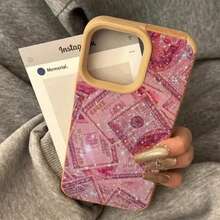 Diseño impreso de dólar rosa Teléfono con lente alta X 11 Pro 13 15 16 XS 14 Plus 12 Todo incluido Cuero sintético suave - Colores mixtos 1 - Ver 4