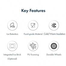1 件 48QT 超大容量冷藏箱，户外烧烤运动赛事保温箱，露营房车冰桶，商用和家用便携式轮式冷冻箱，冰块冷却耐用，适用于海滩、野餐、户外露营、杂货、划船 - 藍白色 - 查看 3