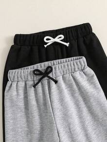 Set de 2 pantalones jogger con cintura elástica y cordón para niños pequeños - Multicolor - Ver 4