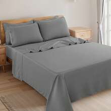 LUX DECOR 6-Piece Embroidered Bed Sheet Set – Brushed Microfiber, Deep Pocket, Lightweight & Breathable – Graduation Gifts, Home Decor, Sleep Protection For Dorms, Student Beds, Back‑To‑School Gift, Soft Bed Linens, Comfortable Sleep, Luxury Bed Set, Valentine's Day Bedroom, Spring Bedding Refresh, Guest Room Essentials, Dorm Room Bedding, Premium Bed Linens, Easy Care Sheets, Hypoallergenic Fabric, Year-Round Comfort, Master Bedroom Update, Matching Bedding Set, Hotel Quality Linens - 深灰色 - 查看 9