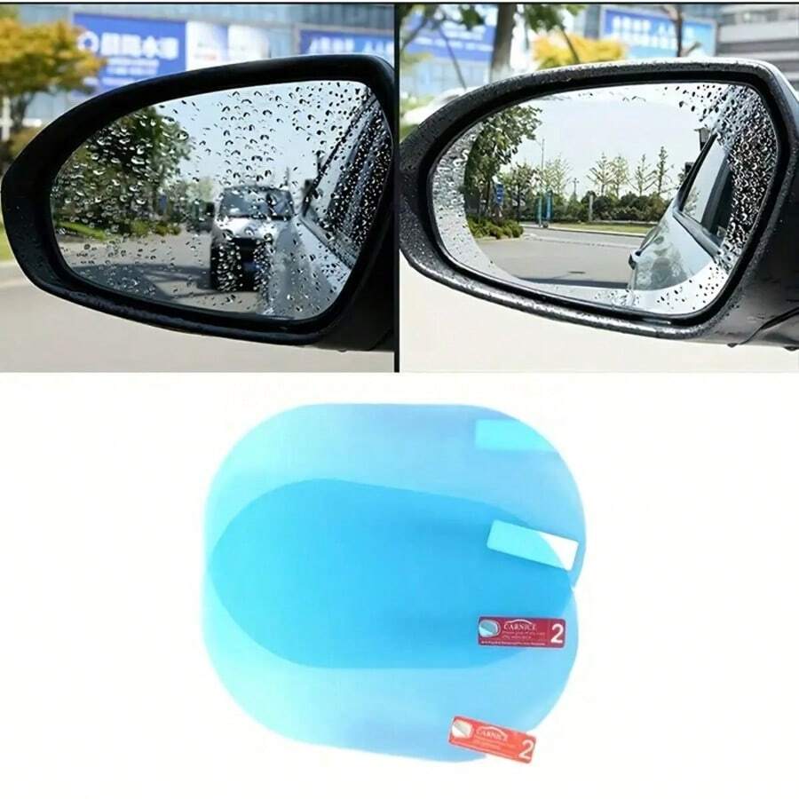 2-Pack Car Rearview Mirror Rain Film, Full-Screen Anti-Fog And Waterproof Film, Improve Safety And Visibility, Ensure Smooth Driving In Rainy And Foggy Weather, Outdoor Storage - Multicolor - View 1