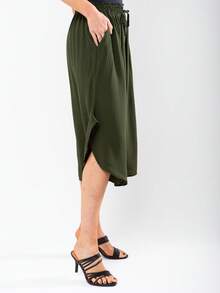 JIN SER Pentacurt Viscose Skirt Has Pocket - Army Green - View 4