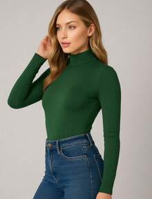 Women's Bodysuit Long Sleeve Cacharrel Simple Elegant Party Casual Fashion - 軍綠色 - 查看 2