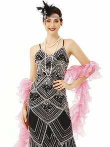 BABEYOND Chandelle Boa Vinatge Boa - 200g 6.5ft Gatsby Organza Boa 1920s Flapper Accessories - Hồng - Xem 3