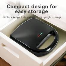 HONGMEI Máquina de sándwiches eléctrica, mini máquina de parrilla para el hogar, adecuada para bistec y hamburguesa, diseño cuadrado, control de temperatura independiente, calentamiento rápido, máquina de sándwiches con calentamiento inteligente - Tipo de Enchufe A USA (110-127V) - Ver 8