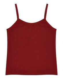 Women's Slim Fit Letter Print Camisole Tank Top, Summer - Red - View 5