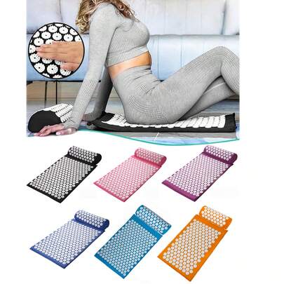 1pc Acupressure Mat & Pillow Set With Oxford Bag, Pillow Not Included When Purchasing Mat Alone, Neck & Back Muscle Massage Pillow, Muscle Relaxation, Sciatica And Meditation Yoga Mat Acupressure Pad, Acupuncture Point Massage Pillow, Relieve Neck And Back Pain, Muscle Relaxation And Stress Relief, Suitable For Men And Women, Portable Carrying Bag