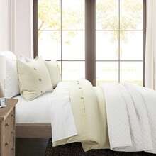 LUSH DECOR Belgian Flax Prewashed Linen Rich Cotton Blend Duvet Cover White 3Pc Set King/Cal King Halloween-Fall Decor-Room Decor - Ngà voi - Xem 1