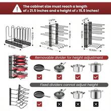 Heavy Duty Pots And Pans Organizer Under Cabinet: 8Tier Adjustable Pot And Pan Organizer Space Saving Pan Organizers Inside Cabinet 21" Kitchen Storage Pot Rack Organizer For Cast Iron Pangift - 16.5吋高 - 查看 4