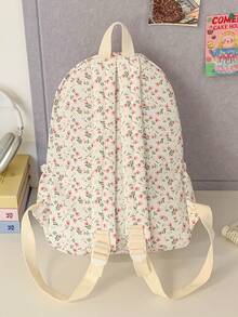 1 chiếc balo in hình phong cách sinh viên dễ thương, có ngăn đựng laptop, dây đeo vai điều chỉnh được, túi du lịch nhẹ nhàng, phù hợp cho nữ sinh/thiếu niên/sinh viên/sinh viên mới tốt nghiệp, sử dụng hàng ngày, đi chơi, du lịch, đi học và mùa tựu trường. - trắng - Xem 10