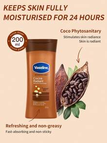 1 Bottle 200ml Vaseline Cocoa Body Lotion, Nourishing, Brightening, Moisturizing, Pure Cocoa Butter + Vitamin E, 72-Hour Long-Lasting Hydration, Suitable For Dry, Dull Skin In Autumn/Winter - New Body Lotion 200ml Coco - View 2
