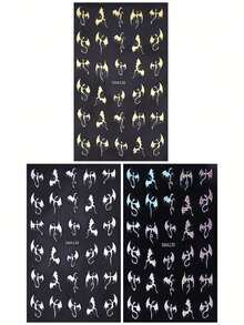 Pegatinas de uñas holográficas 3D de dragón, calcomanías de arte de uñas de dragón de metal dorado y plateado, suministros para fiestas con tema de fantasía punk, artesanía exquisita, deslizadores con textura brillante para decoración de uñas, adecuado para mujeres, joyería de arte de uñas, accesorios de arte de uñas DIY