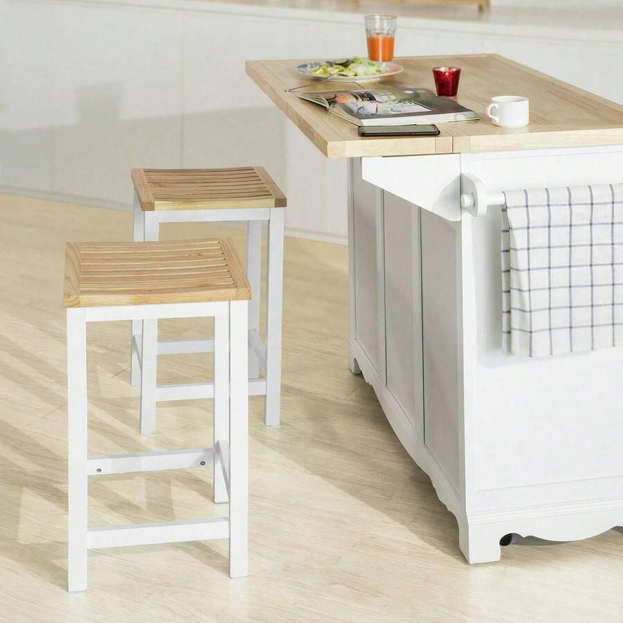 SoBuy Kitchen Chair Set Of 2 Wood White - White+Khaki - View 1