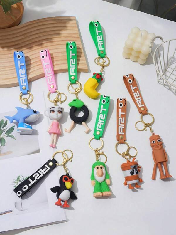 8pcs Cartoon Shanhaijing Keychains - Colorful Cute Pendant Keychains, Colorful Hanging Accessories Suitable For Handbags, Backpacks, Luggage And Birthday Party Supplies, Gifts, Novelty Wallet Charms | Optimistic Design