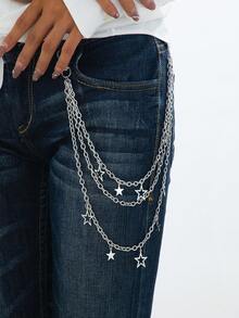 1件朋克风时尚腰链，双层裤链，多功能金属双层链，可搭配背包、项链、裙子，嘻哈配饰，适合夏季、秋季、万圣节等场合。 - 彩色 - 查看 4