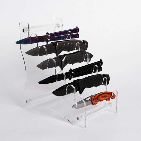 1pc Acrylic Knife Display Rack, Multi-Layer Knife Display Rack, Folding Knife Collection Display Rack, Plexiglass Knife Storage Rack, Knife Display Rack