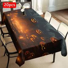 1/20 szt. obrusów z motywem Halloween, obrus z motywem dyni w stylu Horror, trwały, prostokątny obrus z poliestru, antypoślizgowy, do kuchni rodzinnych, na balkony i tarasy, dekoracja na imprezę Halloween - Wielokolorowe - Zobacz 16