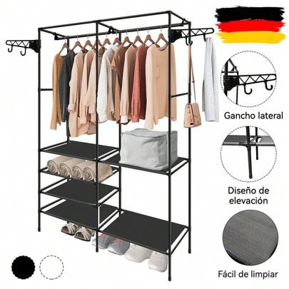 Perchero de doble varilla para ropa, colgador de ropa con ganchos, organizador de ropa colgante para dormitorio, gancho móvil para abrigos y sombreros, varilla Simple
