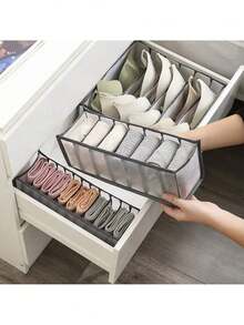 1 قطعة/3 قطع حقيبة تخزين قماشية، حقيبة تخزين ملابس داخلية وسراويل وملابس مريحة للاستخدام المنزلي، أقسام تخزين في الأدراج، صندوق تخزين الجينز، أساسيات غرفة السكن، منظم ملابس وتخزين في خزانة غرفة النوم