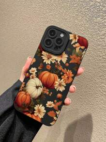 1pc Autumn Pumpkin Print TPU Full Coverage Anti-Slip Soft Phone Case Compatible With IPhone 11, 12, XR, 13, 13 Pro, 13 Pro Max, 14, 14 Pro, 14 Pro Max, 15, 15 Pro, 15 Plus, 15 Pro Max, 16, 16 Pro, 16 Plus, 16 Pro Max, Galaxy S25, Galaxy S25 Ultra, Galaxy S25 Plus Waterproof Shockproof Anti-Fall Scratch Resistant