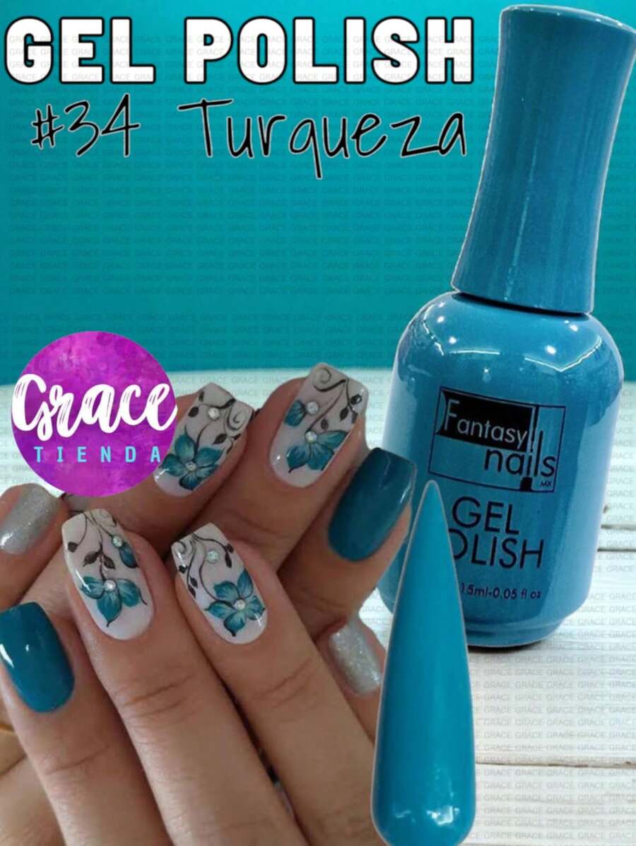 TURQUOISE - 15ml Semi-Permanent Gel Polish 3 Steps Fantasy Nails Gelish Application Professional Use UV - 綠松石 - 查看 1