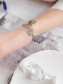 1pc Stainless Steel Fashionable, Versatile, Minimalist, Luxury, Niche Design, Ins Style, Delicate Rhinestone Heart Shaped Bracelet, Ideal Gift For Girlfriend, Student, Daily Wear