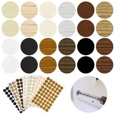 54 piezas/hoja Pegatinas decorativas autoadhesivas de PVC de 21 mm, pegatinas para cubrir tornillos de muebles, pegatinas decorativas para reparar gabinetes de muebles