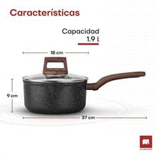 Olla Antiadherente Master Stone Tapadera de Vidrio Templado | Revestimiento de Piedra de Alemania% libre de PFOA, para estufa de inducción, gas o eléctrica. Olla Chica Blanca 1.9 L, 18 - Piedra maestra Gris - Ver 12