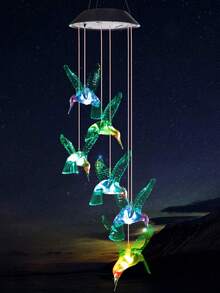 1pc Solar Wind Chimes Light, 6LED Color Changing Solar Wind Chime Light, Waterproof Romantic Solar Powered Butterfly,Dragonfly,Hummingbird Lights, Home, Yard, Balcony, Outdoor Garden Decoration Fall Decor House Decor Outdoor Decor